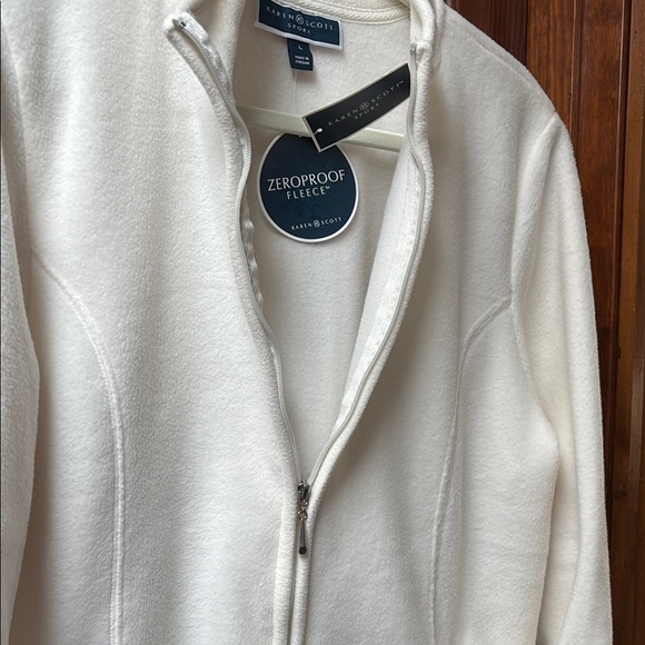 Karen Scott Cream Fleece Jacket - Picture 4 of 5